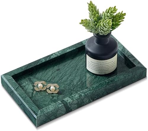 Natural Small Marble Vanity Tray, Luxury Stone Organizer for Bathroom & Kitchen | Holds Soap Dispenser, Jewelry, Perfume | Non-Resin, Non-Ceramic Décor by SumlusMarbleTheory
