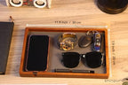 Shinpuru Wooden Valet Tray for Men, Nightstand Organizer with Leather Inlay, EDC Essentials Catchall Tray for Keys, Phone, Wallet, Watch, Earbuds - Bedside Desk Entryway Tray (Wood-Full) - Image 2
