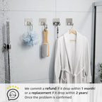 Adhesive Shower Hooks for Inside - Extra Sticky Razor Holder, Silver 4 Pack - Image 7