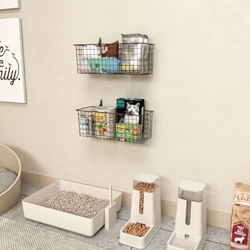 Kinlink 2 Sets Brown Extra Large Hanging Wall Basket with Steel Hooks - Image 6