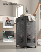 SONGMICS Laundry Hamper with Wheels, 75 L Laundry Basket with Lid - Image 5
