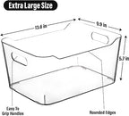 Clear Extra Large Plastic Storage Bins, Pantry Organizers and Storage Containers Fridge Organizer Bins for Organizing Home, Kitchen Organization. Bathroom, Refrigerator, Freezer, Laundry Room - Image 2