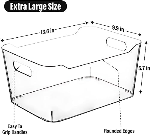 Clear Extra Large Plastic Storage Bins, Pantry Organizers and Storage Containers Fridge Organizer Bins for Organizing Home, Kitchen Organization. Bathroom, Refrigerator, Freezer, Laundry Room - Image 2