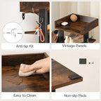 HOOBRO Vertical Shoe Rack for Front Door Entryway, 7 Tier Wooden Shoe Storage Organizer with Hooks, Narrow Shoe Tower for 7 Pairs, Space Saving, for Corner, Closet, Bedroom, Rustic Brown BF61XJ01 - Image 6