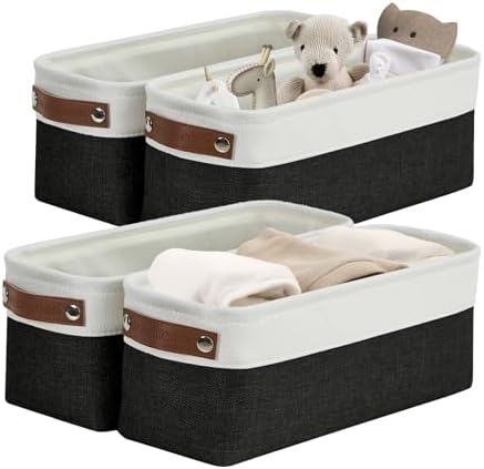 DECOMOMO Narrow Storage Bins, Small Storage Baskets for Shelves 4 Pack by DECOMOMO