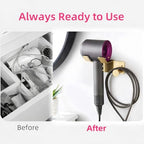 Hair Dryer Holder, HairDryer Holder Wall Mounted, Self Adhesive Blow Dryer Holder, Stainless Steel Hair Dryer Holder, Hairdryer Holder for Bathroom Gold BANJEKT - Image 6