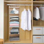 Large Hanging Sweater Organizer for Closet,Collapsible 6-Shelf Hanging Closet Shelves with Drawers, Washable (Beige -5 Shelf) - Image 3