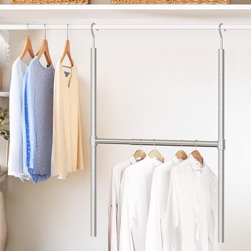 Simple Houseware Adjustable Closet Hanging Rod, Chrome - Image 2