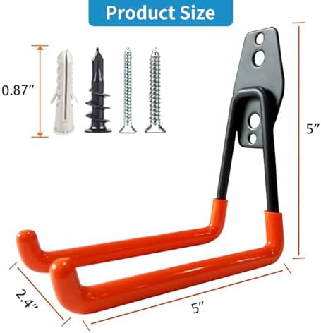 GeeWatom Garage Storage Utility Hooks，Garage Garden Tool Organizer，Steel Wall Mount Hooks, Large Garden U Hooks （2 Pack） - Image 2