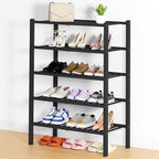 Smiry Bamboo Shoe Rack, 14 Vertical Slats, 5 Tier - 26.8" Wide, Black by Smiry