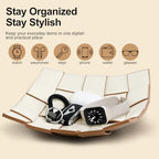 Valet Tray PU Leather Key Bowl for Men Women Entryway Table Nightstand Catchall EDC Dump Tray for Wallet, Keys, Jewelry Men's Gift - Coffee & White, 9.8" L x 9.8" W x 2" H - Image 5