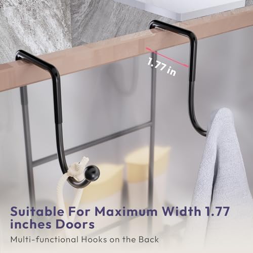 SWTYMIKI Over the Door Shower Caddy Hanging with Double Soap Holder, Hanging Shower Organizer with 16 Hooks, No Drilling Shower Shelves Over Door, Bathroom Rack and Storage, Black - Image 6