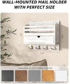 Rebee Vision Mail Organizer Wall Mount with Drawer for Entryway, Whitewash - Image 6
