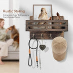Key Holder Wall Mount Farmhouse Key Hooks for Wall with Mail Organizer Decorative Key Rack with 4 Sturdy Hooks for Dog Leash, Sunglasses, Rustic, Paulownia Key Hanger for Entryway, Brown - Image 5