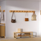 SKOLOO Wall Mounted Coat Rack 38", 10 Hooks, Bamboo, Shaker Style, Natural - Image 3