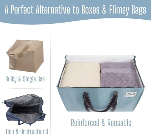 VENO 8 Pack Heavy Duty Moving Bags, Extra Large Storage Bags with Reinforced Handles & Strong Zippers, Foldable & Reusable Moving Box Alternative for Clothes & Dorm Storage - Image 5