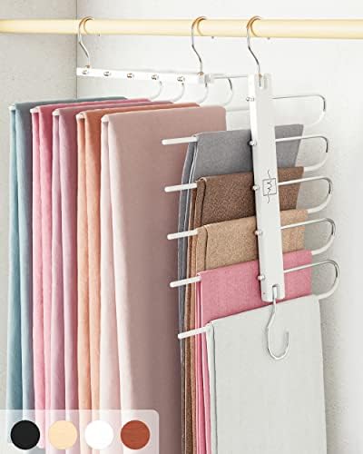 MORALVE Pants Hangers Space Saving - European Beechwood Scarf and Jean Hangers - Closet Organizer and Space Saver Pant Rack, Leggings Hanger, and Scarf Holder with 360° Swivel Hook (1 Pack) by MORALVE