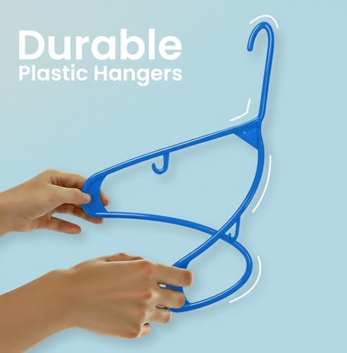 Utopia Home Plastic Hangers 50 Pack – Built-in Strap Hooks Blue | Space saving | Durable & strong | Closet organizer | Clothes hangers | Ideal for shirts, pants, skirts & coats - Image 6