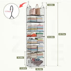 Hanging Closet Organizer and Storage - 8 Tier Closet Hanging Organizer Shelves, Metal & Foldable Hanging Storage Organizer Baskets with Adjustable Dividers for Clothing Sweaters Shoes Handbags - Image 2