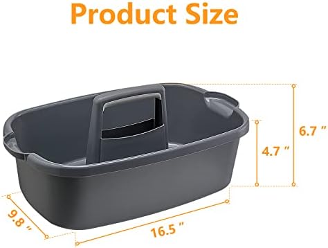 Goderewild Multi-Purpose Plastic Cleaning Caddy with Handle, Shower Caddy Organizer/Storage Basket/Totes Portable for Bathroom Supplies, Cleaning Products, Under Sink Tool, Housekeepers (Grey) - Image 2