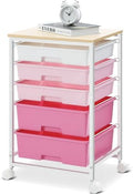 SYKIARIOL Utility Cart with Drawers,5 Drawers Storage Cart,Rose Pink by SYKIARIOL