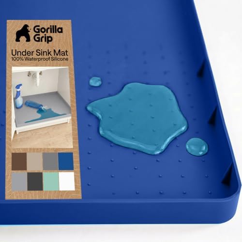 GORILLA GRIP Waterproof Silicone Under Sink Mat, Stay in Place, 28x22 Blue by Unknown