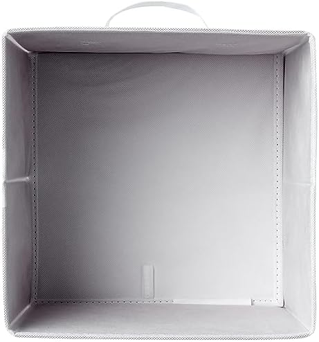 Amazon Basics Collapsible Fabric Storage Bins with Handles, Cube Organizer, 13"x13"x13", White, 6-Pack - Image 3