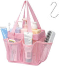 F-color Mesh Shower Caddy Portable - Stand Up 8 Pockets for Dorm, Pink by F-color
