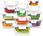 KOMUEE 24 Pieces Glass Food Storage Containers Set, White by KOMUEEUS