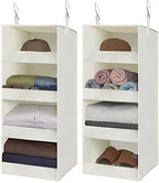 GRANNY SAYS 4-Shelf Hanging Closet Organizer, Foldable Storage, Beige | 44 lb Capacity, No-Sag Support, Keeps Clothes Neat, Folds Flat, Fits RV, Dorm & Small Closets, 2 Pack by GRANNYSAYS