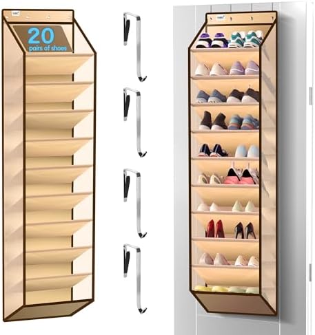 Kotkn 10 Tier Over The Door Organizer - Heavy Duty Hanging Storage Rack with Sturdy Oxford Fabric, Holds 20+ Pairs of Footwear, Boots & Sneakers, Saves 50% Closet Space(Beige) by Unknown