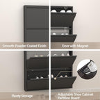 GREATMEET Slim Wall Mounted Metal Storage Cabinet with 4 Flip Drawers - Image 4