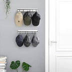 Mkono Hat Rack for Wall Wooden Baseball Caps Organizer with 20 Hooks Rustic Cowboy Hat Hanger Wall Mounted Caps Display Rack for Closet Bedroom Entryway, Set of 2, White - Image 3