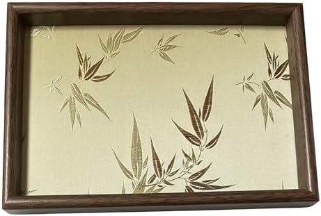 Bamboo Embroidered Decorative Tray - Wooden Catchall Tray for Dresser, Nightstand, Entryway Table, Jewelry, Keys and Small Items by Unknown