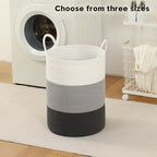 Laundry Basket Hamper Tall Rope Storage Woven for Blanket toys Dirty Clothes in Living Room Bathroom Bedroom (Gradient Grey, 60L/15.8Gal) - Image 2