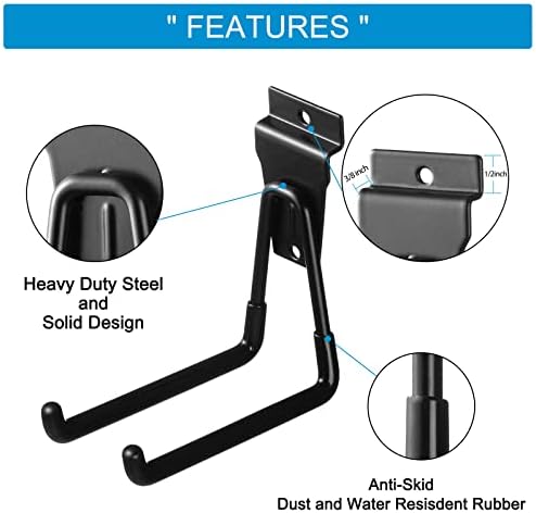 16 Pack Slatwall Hooks, Slatwall Accessories for Garage Storage, Heavy Duty Slat Wall Hanger(Black) - Image 4
