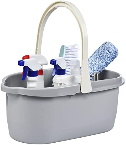 Haundry Compact Mop Bucket with Handle, Rectangular Cleaning Bucket and Caddy for Cleaning Supplies, 10L, Grey by Haundry