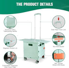 Foldable Utility Cart Folding Portable Rolling Crate with Magnetic Extended Lid,360°Rotate Wheels,176LBS Load Capacity,Heavy Duty Durable Dolly Cart for Teacher Tourist Shopping Office Outdoor - Image 5