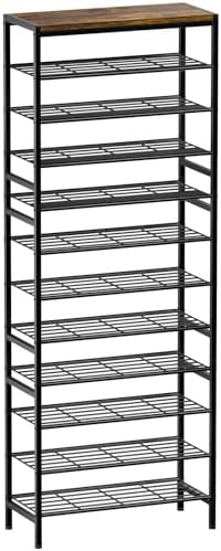 12 Tier Metal Shoe Rack with Wood Top, 40-48 Pairs by UNITSTAGE