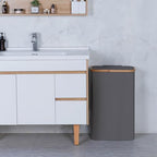 Slim Laundry Basket,60L Laundry Hamper with Lid, Tall Hamper for Laundry,Dirty Cloth Hamper with Bamboo Handle for Towels, Clothes Organizing,Grey - Image 5