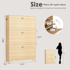 Nicetree Shoe Cabinet with 3 Flip Drawers, Entryway Storage, Natural Oak - Image 2