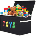 YOLOXO Toy Box Chest, Collapsible Sturdy Storage Bins with Lids, Extra Large Kids Toy Storage Organizer Boxes Bins Baskets for Kids, Boys, Girls, Nursery Room, Playroom, Closet (BLACK) by YOLOXO