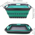 SAMMART 42L (11 gallon) Collapsible Plastic Laundry Basket - Foldable Pop Up Storage Container/Organizer - Space Saving Hamper/Basket (1, Grey/Turquoise Blue) - Image 3