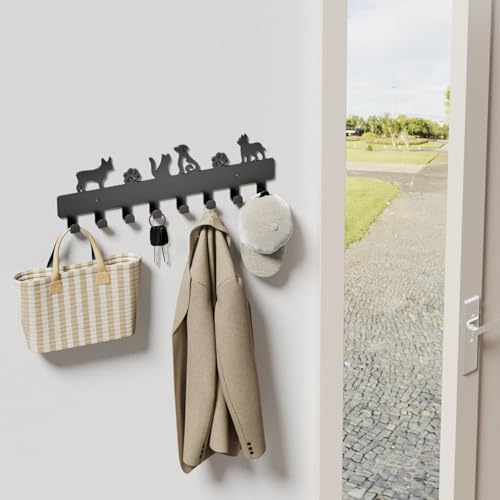 GTK Key Hooks with 8 Hooks Wall Mounted, Key Holder for Wall Decor, Dog Key Holder for Entryway, Self Adhesive Cat Key Rack for Living Room - Image 2