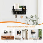 Key Holder Wall Mount with Shelf & 5 Sturdy Hooks, Rustic Mail Organizer Hanging Dog Leash, Glasses, Wooden Key Hanger with Mounting Hardware - Image 7