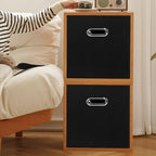 Black Foldable Storage Cubes Bins, Fabric Storage Box Cubes Organizer Baskets with Dual Handles for Home Organizer,Set of 3,(Black) - Image 5