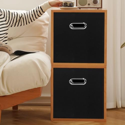 Black Foldable Storage Cubes Bins, Fabric Storage Box Cubes Organizer Baskets with Dual Handles for Home Organizer,Set of 3,(Black) - Image 5