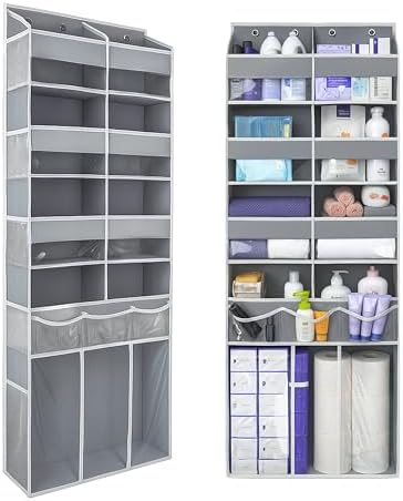 Extra Large Over The Door Organizer with Clear Pockets - 8 Compartments & XL Bottom Storage, Heavy-Duty Hanging Organizer for Bathroom, Bedroom, Closet (57 Inch Height). by EZVERY