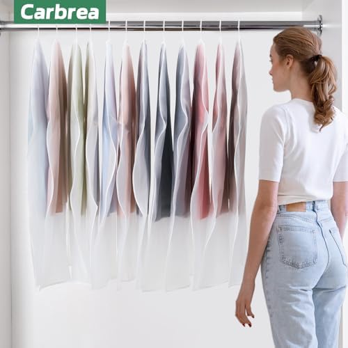 Carbrea 12 Pack Translucent Garment Bags for Hanging Clohes - 24" x 42" - Image 7