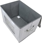 Univivi [4-Pack Fabric Storage Boxes Collapsible Storage Bins with Lids and Handles Cube Organizer Basket for Home, Closet, Bedroom (Gray, 14.4''x10''x8.3'') - Image 4